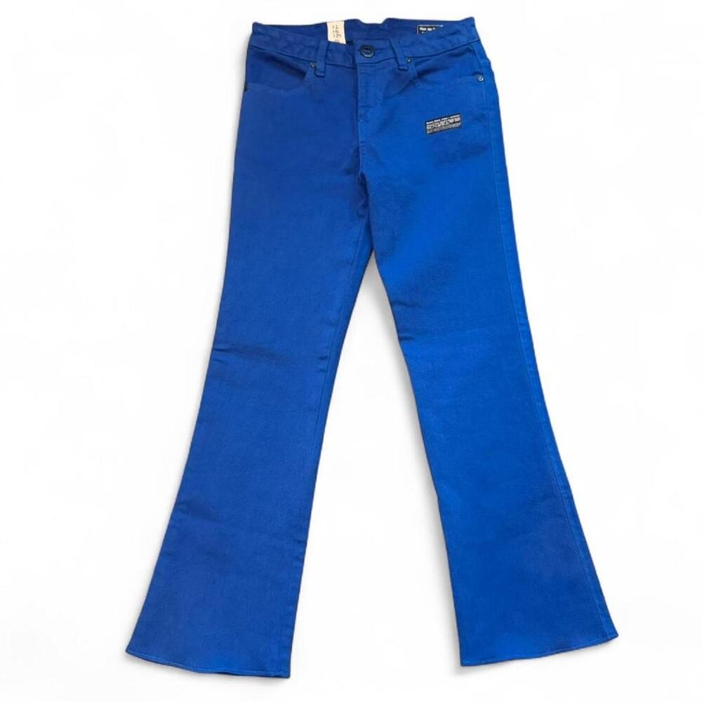 NWT Volcom What The Twill Mid-Rise Royal Blue Flare Denim Kick Pant — Size 1